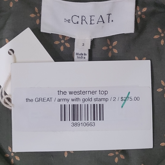THE GREAT Westerner Cotton Top Army Green w/Gold Stamp Lightweight Size 2 Med - Picture 10 of 13